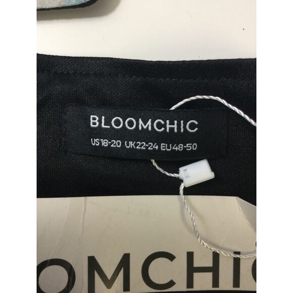 BLOOMCHIC 18-20 2X Plus black metallic elastic waist pockets midi dress NEW B80 - Picture 6 of 8